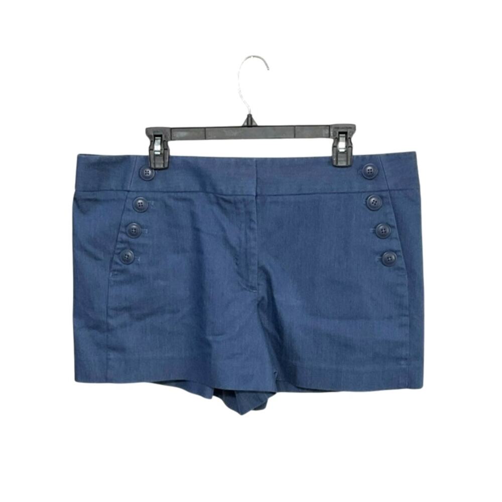 Ann Taylor LOFT Rivera Blue Chambray Tailored Sailor Shorts Size 14 Large Womens